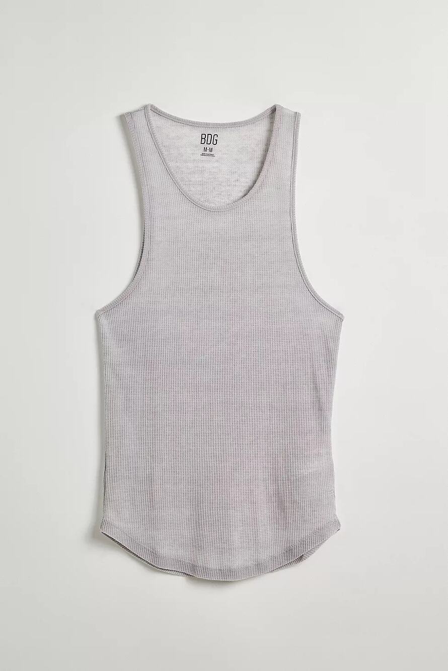 NWOT BDG Urban Outfitters Gray Burnout Thermal Waffle Knit Muscle Tank Top